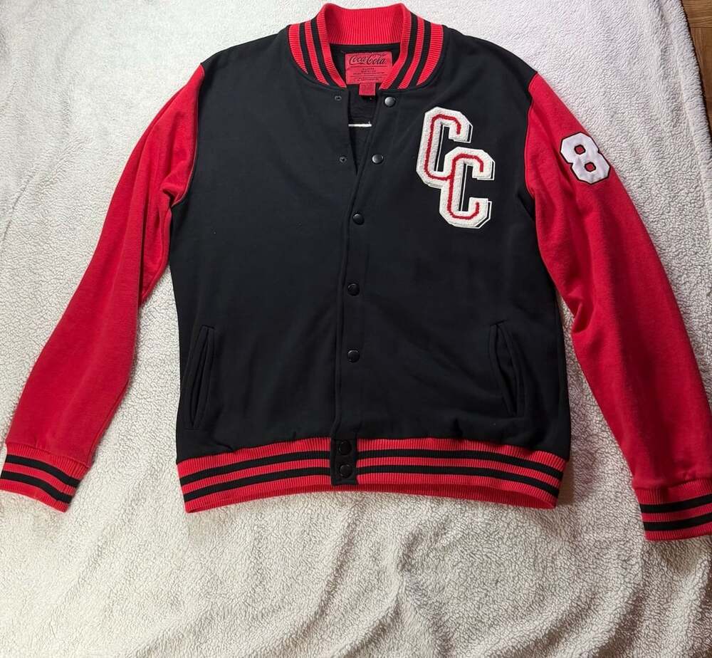 Coca-Cola Varsity Jacket Size X-Large Black Red CC 86 Sweatshirt